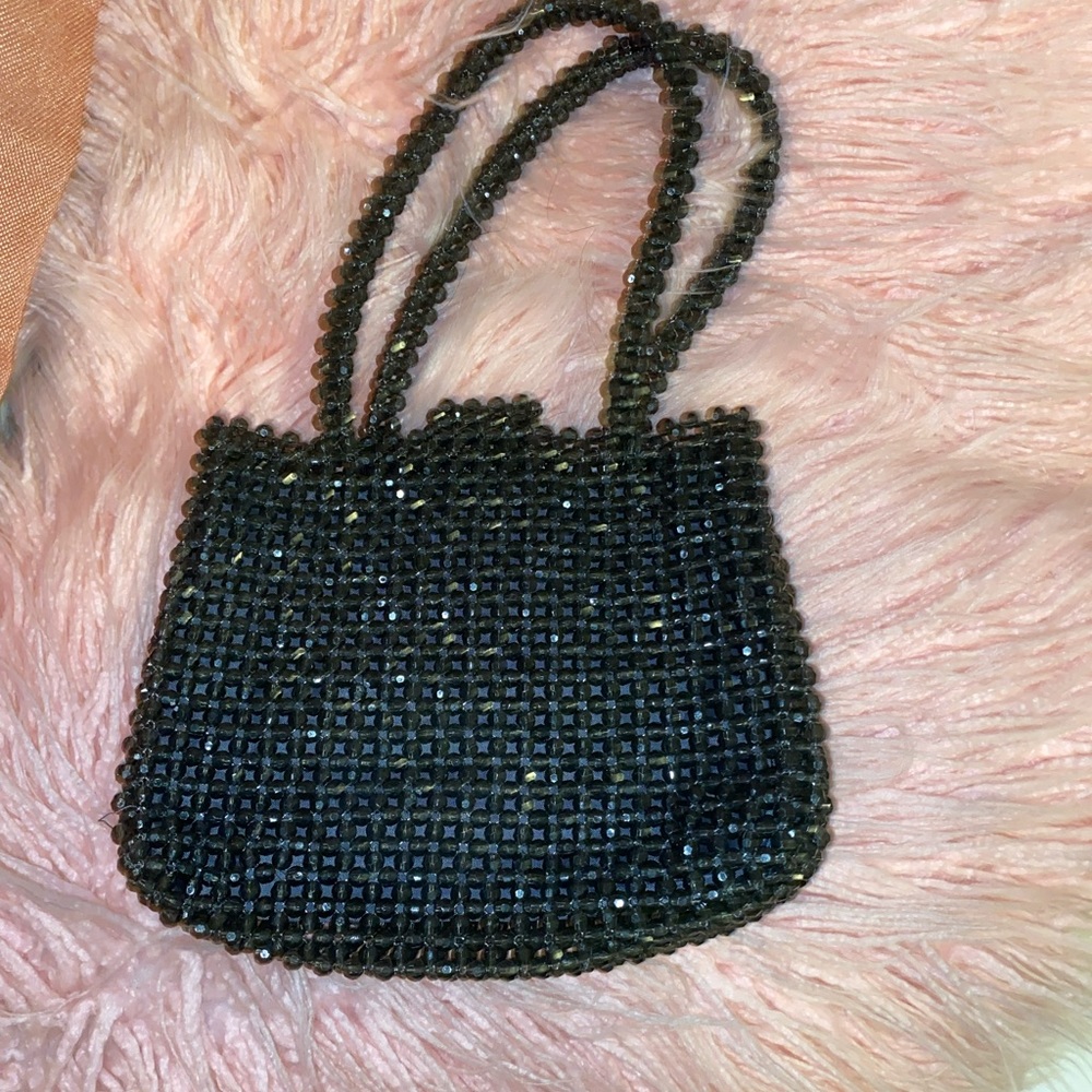 All Black Beaded Mini Purse